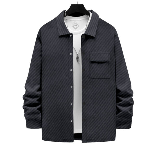Men's Retro Casual Jacquard Knitted Lapel Shirt Jacket - Image 7