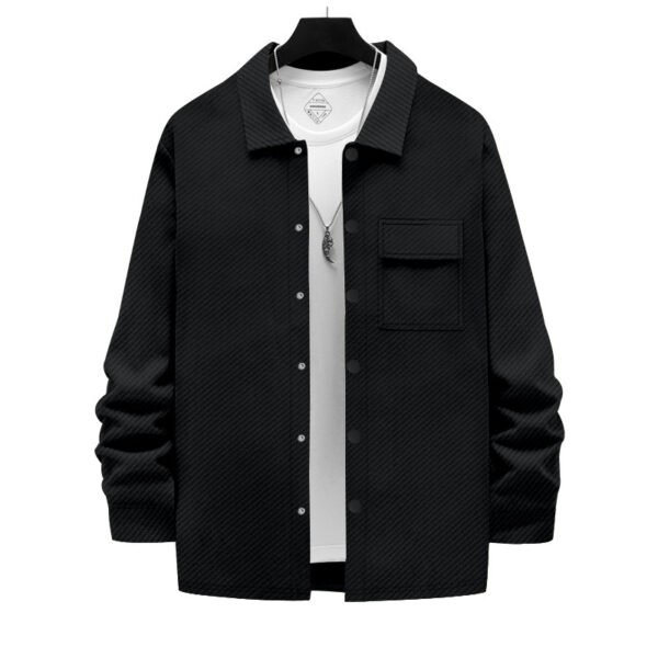 Men's Retro Casual Jacquard Knitted Lapel Shirt Jacket - Image 9