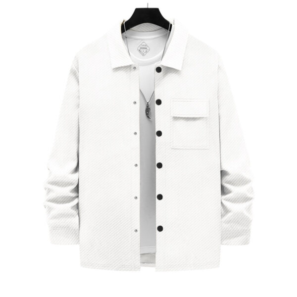 Men's Retro Casual Jacquard Knitted Lapel Shirt Jacket - Image 8