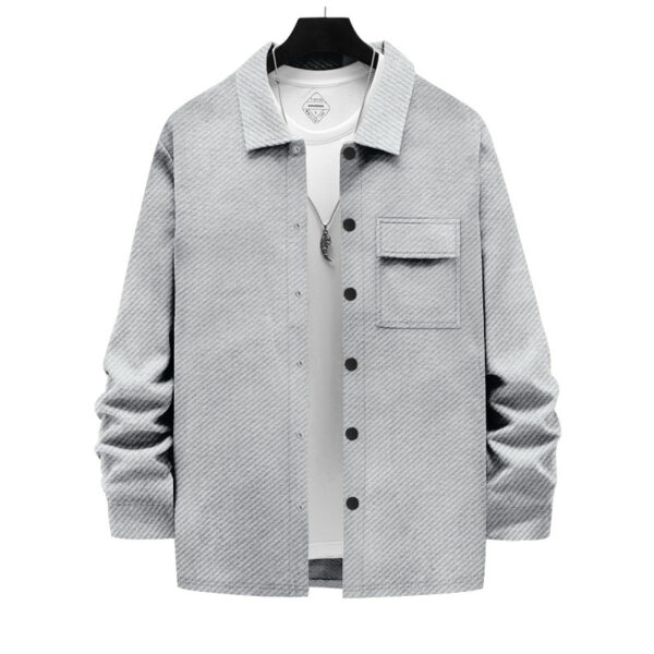Men's Retro Casual Jacquard Knitted Lapel Shirt Jacket - Image 2