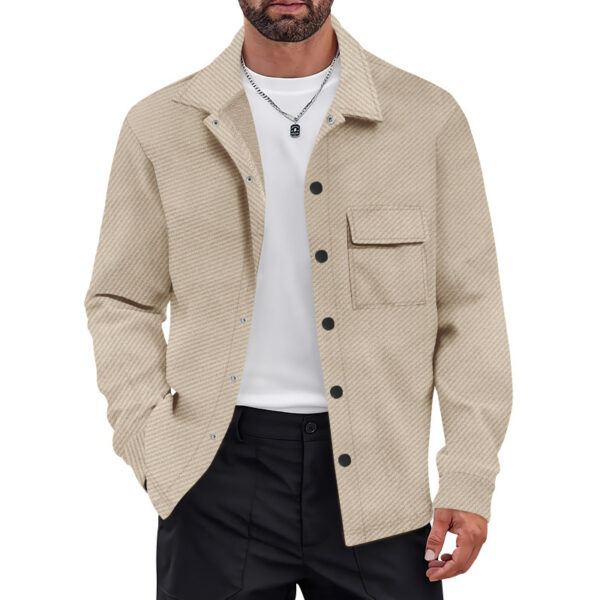 Men's Retro Casual Jacquard Knitted Lapel Shirt Jacket - Image 10