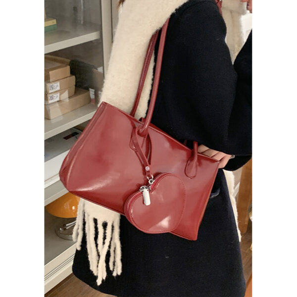 Red Love Earphone Large Capacity Long Handle Shoulder Bag - Image 6
