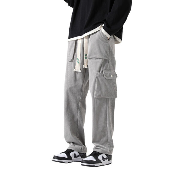 Men's Loose All-matching Corduroy Multi-pocket Straight Cargo Pants - Image 8