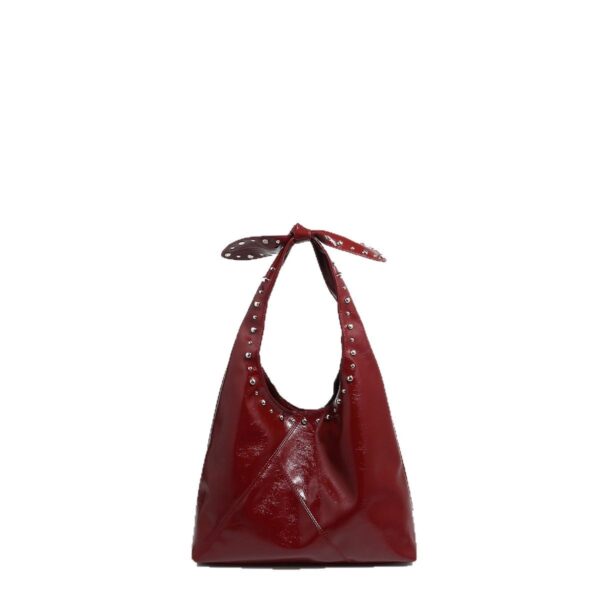 Tote Bag Rivet Bow Underarm Bag Women's Bucket Bag - Image 6