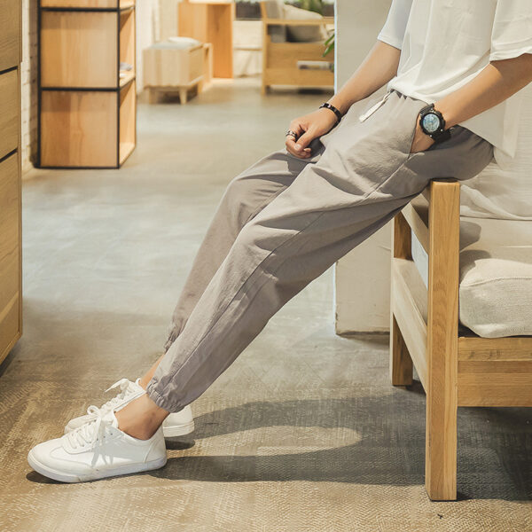 Cotton And Linen Casual College Student Cropped Pants Men - Image 9