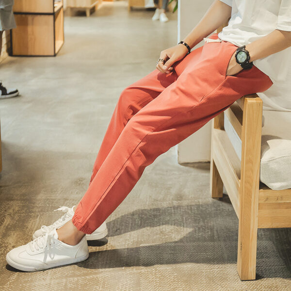 Cotton And Linen Casual College Student Cropped Pants Men - Image 7