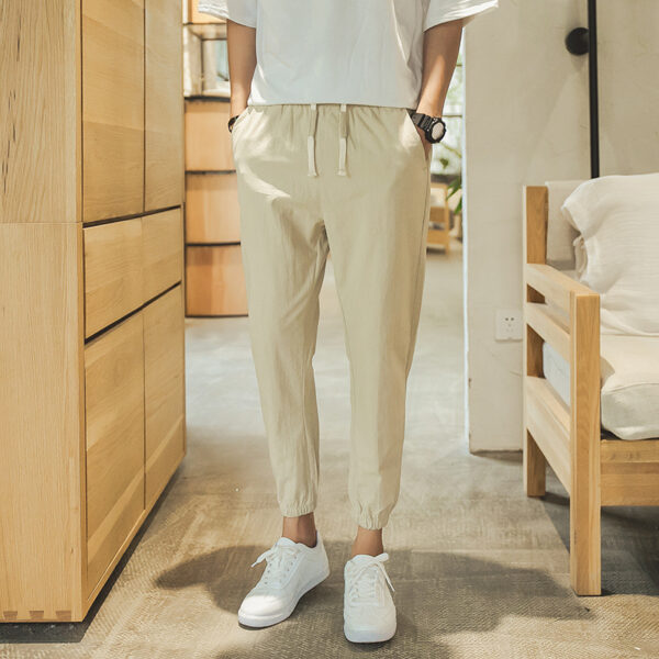 Cotton And Linen Casual College Student Cropped Pants Men - Image 4