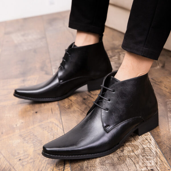 British Men High-top Leather Shoes Pointed Toe - Image 6