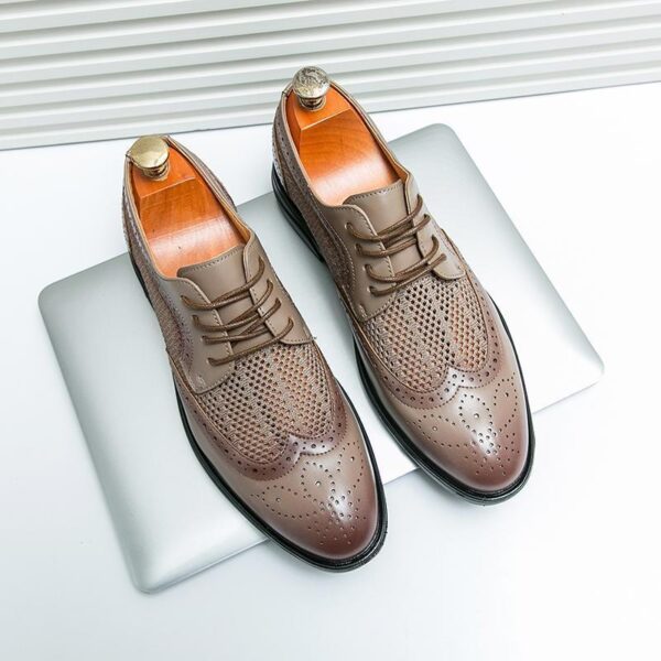 Men's Leather Shoes Breathable Business Formal Wear Round Toe - Image 3