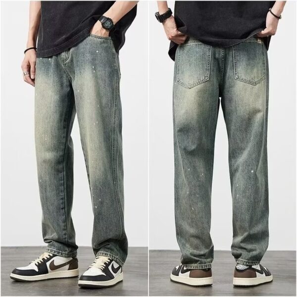 Distressed High Waist Jeans Men's Straight-leg Pants - Image 2