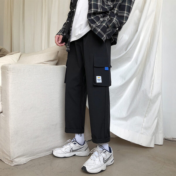 Men's Ninth Pants Solid Color Casual Pants Loose Straight-leg Harem Pants - Image 2
