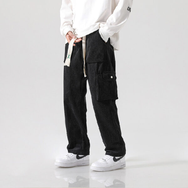 Men's Loose All-matching Corduroy Multi-pocket Straight Cargo Pants - Image 5