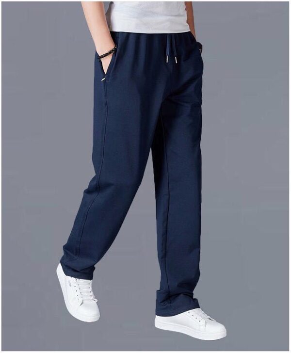 Men's Cotton Trousers Straight Casual Oversized Knit Sweatpants Loose Running Pants - Image 4