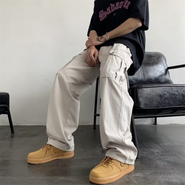 American Retro Ami Khaki Overalls Men's Autumn - Image 5