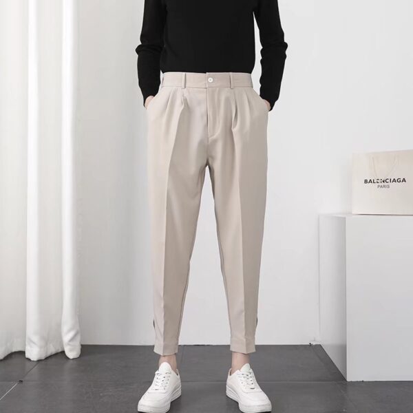 Solid Casual Men's Velcro Cuffs British Simple Trousers - Image 2