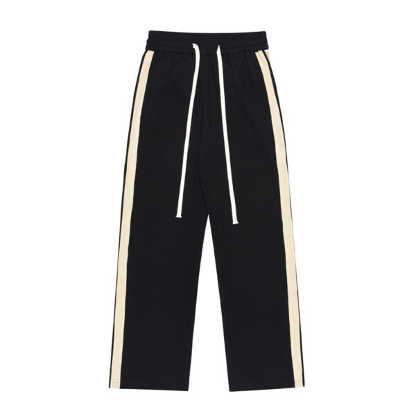 Striped Straight Color Matching Side Drawstring Loose Wide-leg Pants - Image 5