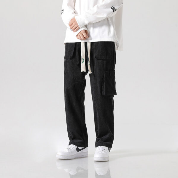 Men's Loose All-matching Corduroy Multi-pocket Straight Cargo Pants - Image 3