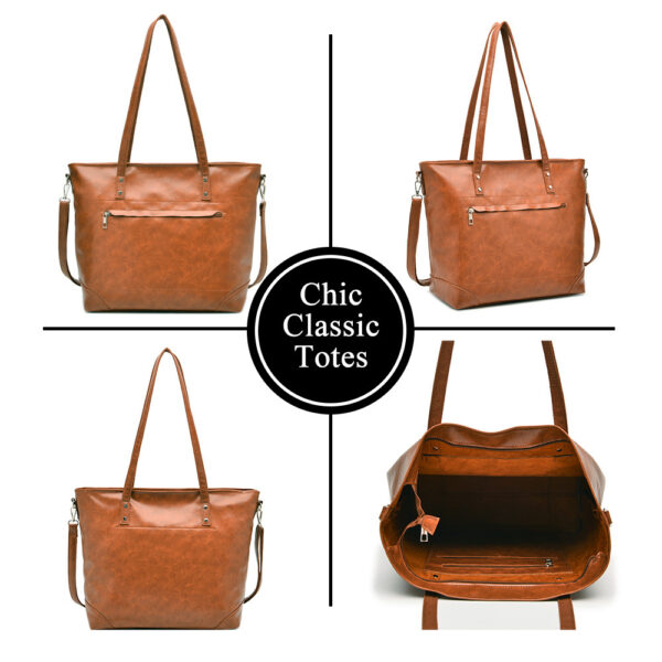 Retro Oil Wax Skin Leisure Tote Handbag - Image 3