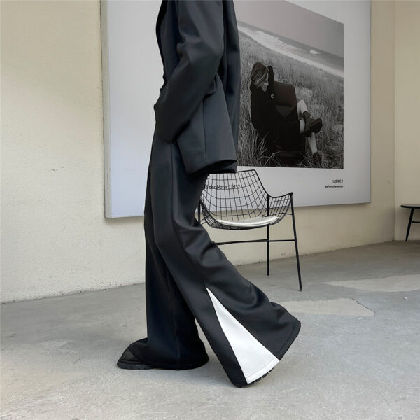 Space Cotton Suit Color Contrast Flare Pants - Image 4
