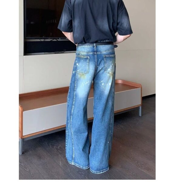 Retro Minority Splash-ink Deconstruction Stitching Jeans For Men And Women - Image 4