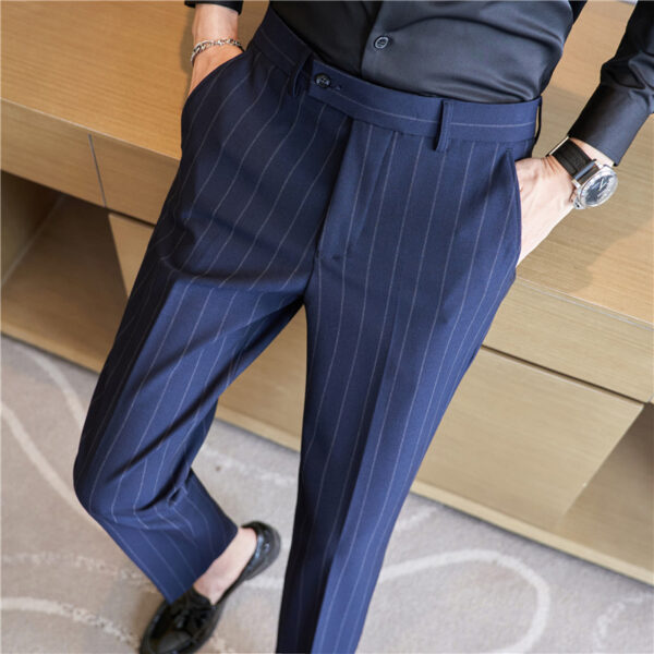 Yarn-dyed Light Luxury Striped Texture Men's Suit Pants Stretch Casual - Image 5