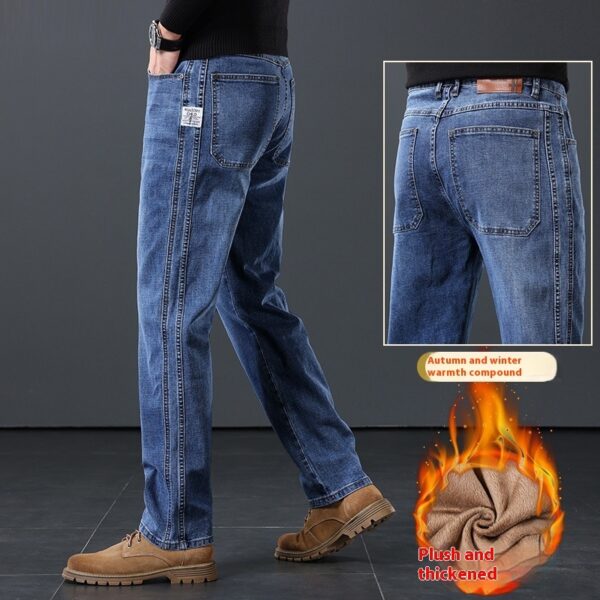 Autumn And Winter Straight Loose Plus Size Men's Fleece Padded Pants - Image 8