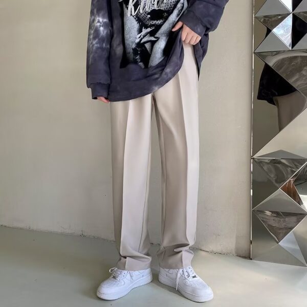 Loose Korean Style Casual White Wide Leg Trousers - Image 8