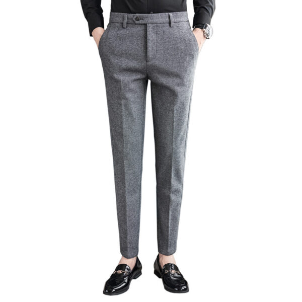 Sanded Fabric Men's Slim-fitting Small Straight Pants - Image 3