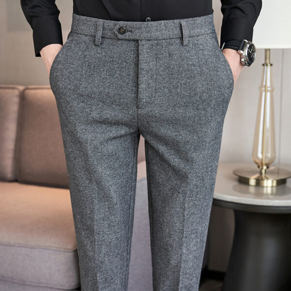 Sanded Fabric Men's Slim-fitting Small Straight Pants - Image 5