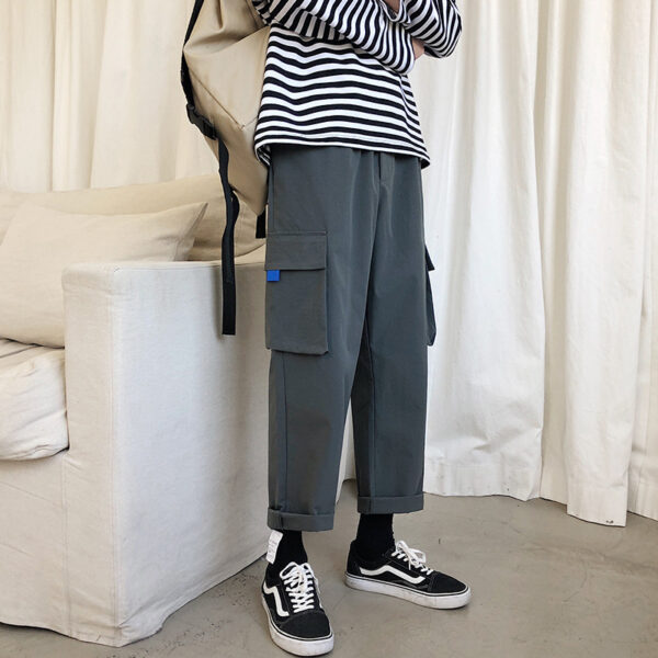 Men's Ninth Pants Solid Color Casual Pants Loose Straight-leg Harem Pants - Image 3