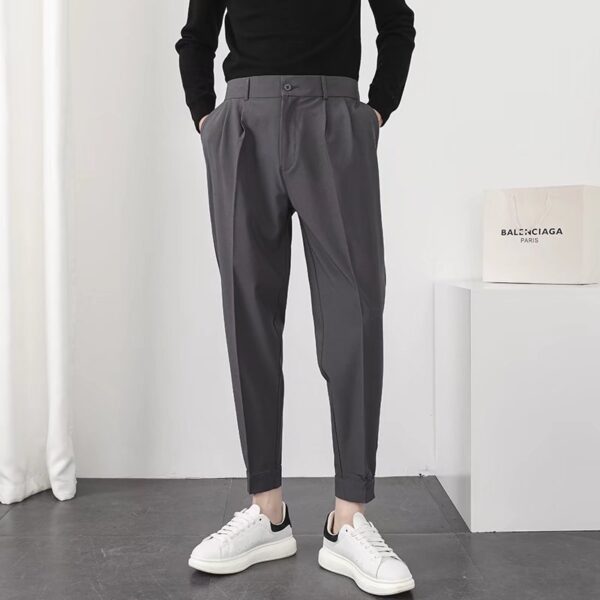 Solid Casual Men's Velcro Cuffs British Simple Trousers - Image 4