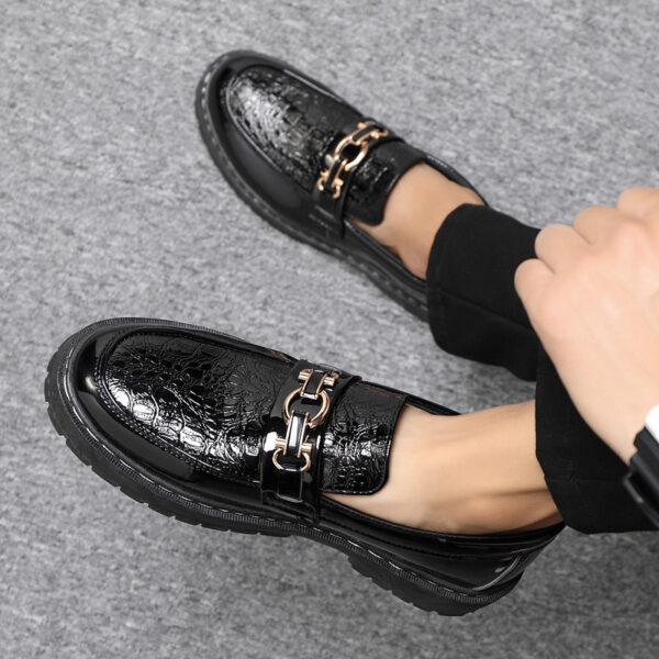 Glossy Casual Men's Youth British Leather Shoes - Image 5