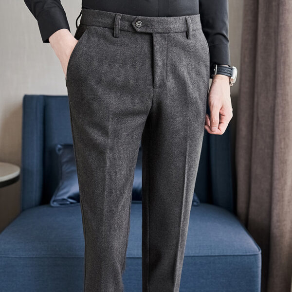 Sanded Fabric Men's Slim-fitting Small Straight Pants - Image 7
