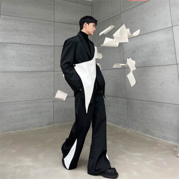 Space Cotton Suit Color Contrast Flare Pants - Image 5