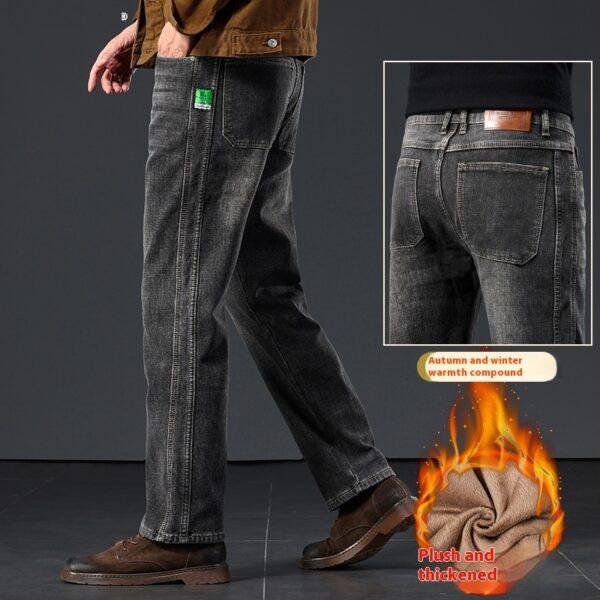 Autumn And Winter Straight Loose Plus Size Men's Fleece Padded Pants - Image 7