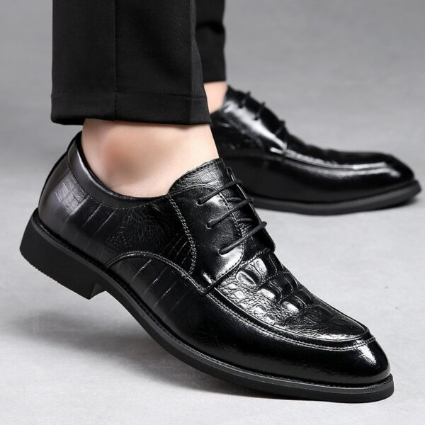 Men's Cowhide Korean-style Small Size 36 Shoes Men's Pointed Breathable Business Formal Wear Leather Shoes - Image 6