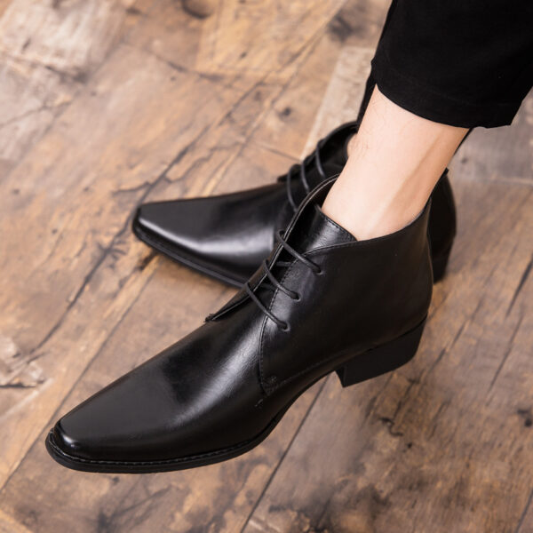 British Men High-top Leather Shoes Pointed Toe - Image 4