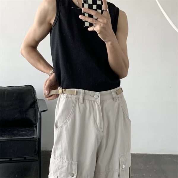 American Retro Ami Khaki Overalls Men's Autumn - Image 2