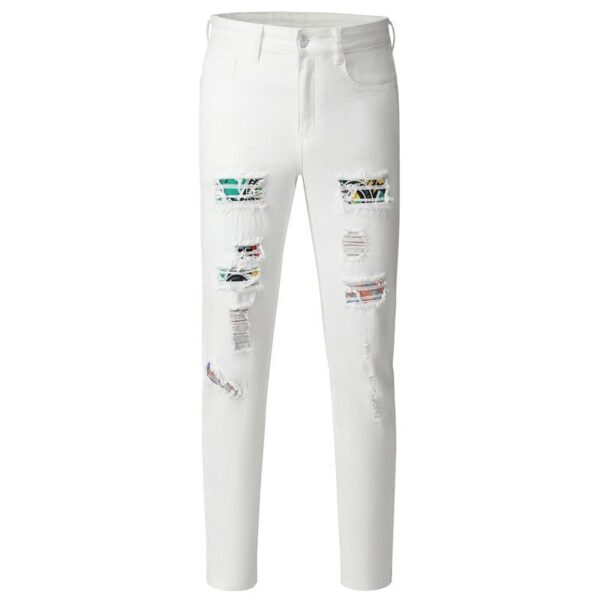 Hole Patch Washed Jeans - Image 4