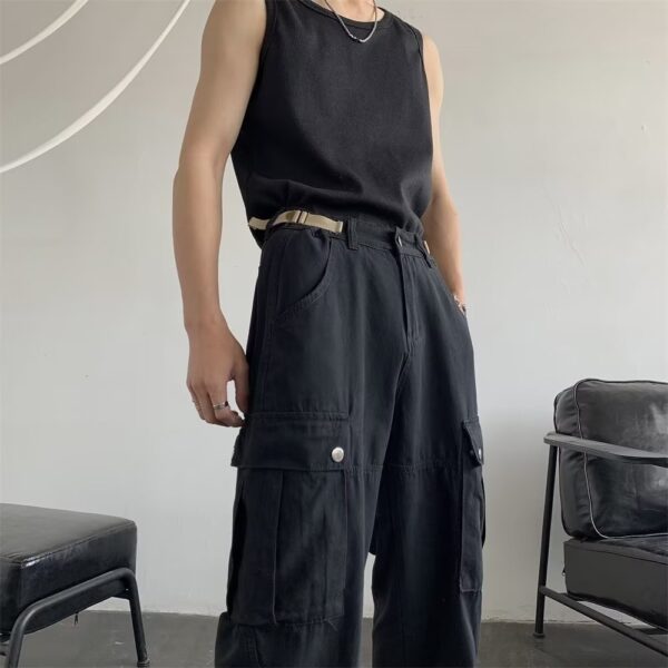 American Retro Ami Khaki Overalls Men's Autumn - Image 6