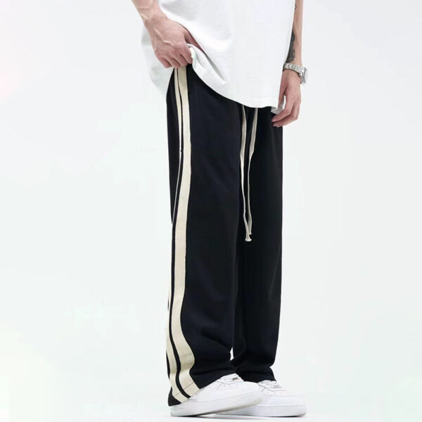 Striped Straight Color Matching Side Drawstring Loose Wide-leg Pants - Image 2