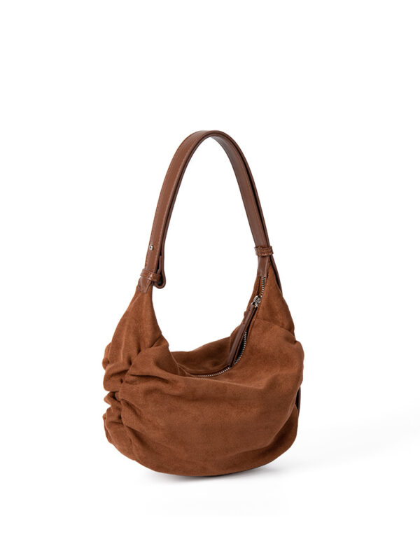 Women's Suede Shoulder Crossbody Dumpling Bag - Image 5