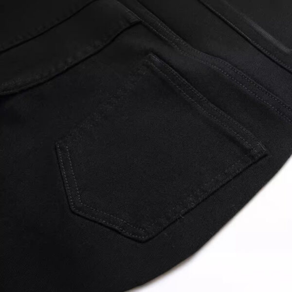 Men's Black Elastic Straight Jeans - Image 4