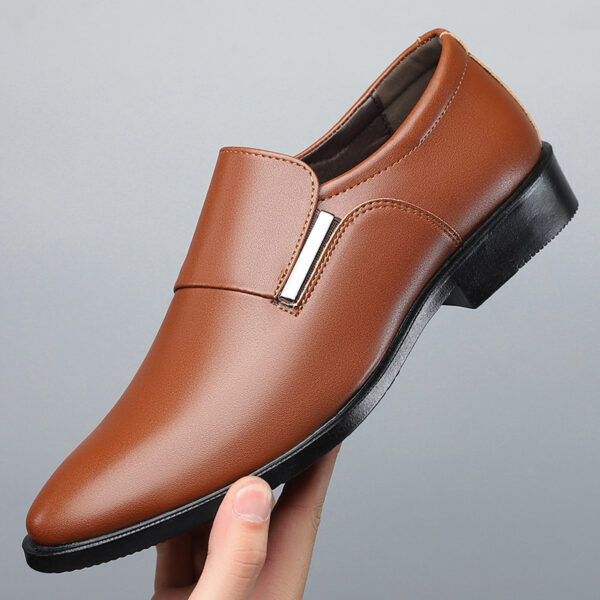 Men's Pointed-toe Slip-on Business Formal Wear Leather Shoes - Image 2