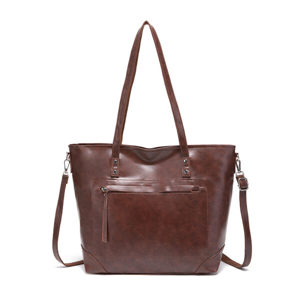 Retro Oil Wax Skin Leisure Tote Handbag - Image 4