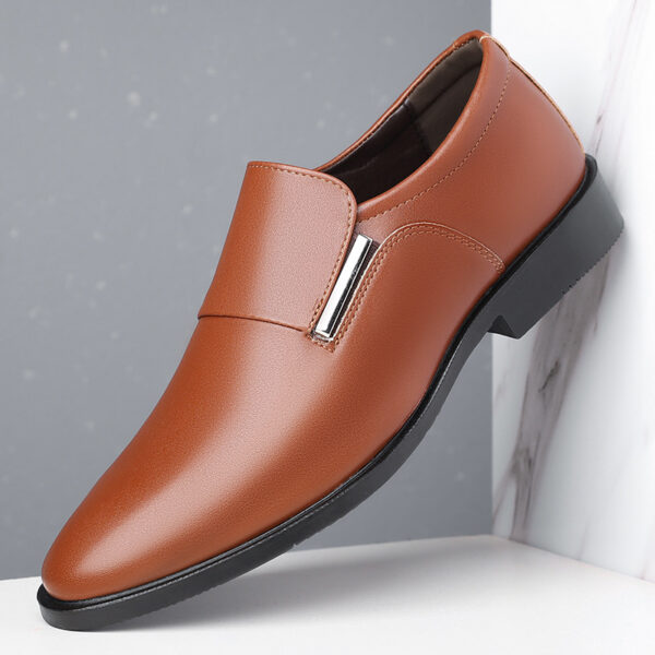 Men's Pointed-toe Slip-on Business Formal Wear Leather Shoes - Image 3