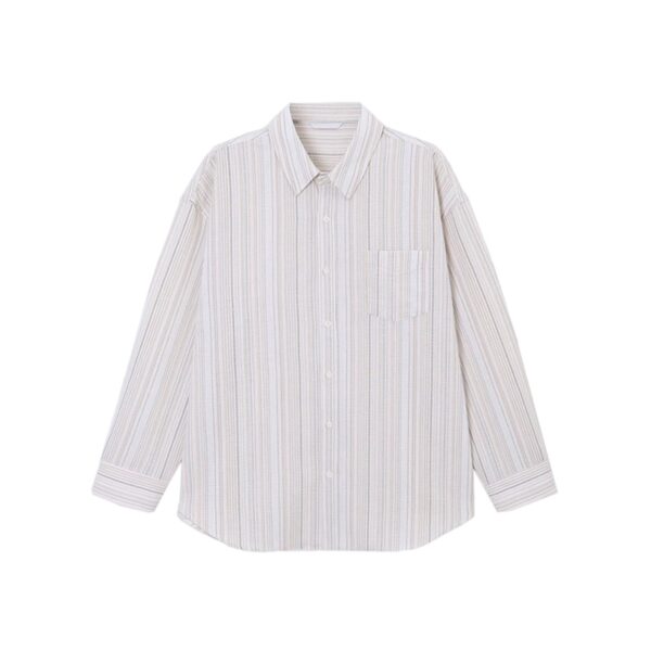 Striped Long Sleeve Men's Early Autumn Texture Shirt - Image 3