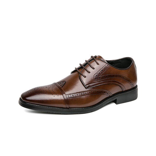 Four Seasons Fashion British Style Low-top Leather Shoes Plus Size Lace Up - Image 6