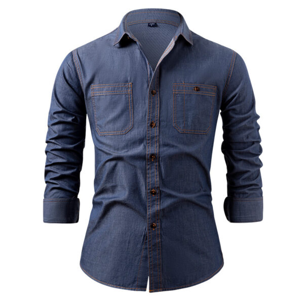 American Retro Denim Shirt Men's Cotton - Image 4