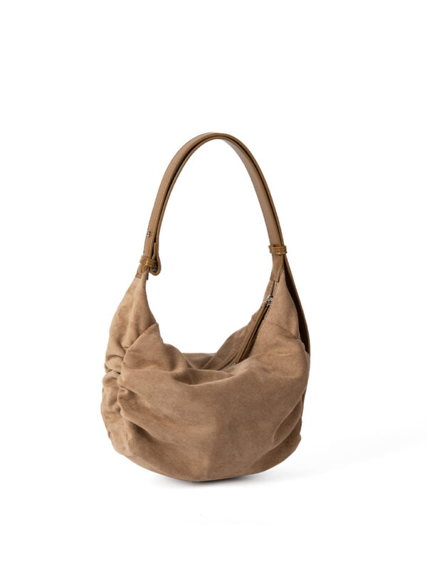 Women's Suede Shoulder Crossbody Dumpling Bag - Image 4